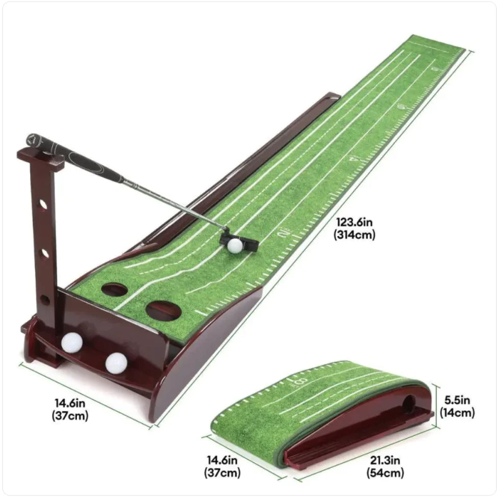 Velvet Mahogany Indoor Golf Putting Trainer - Elite PuttMaster Pro