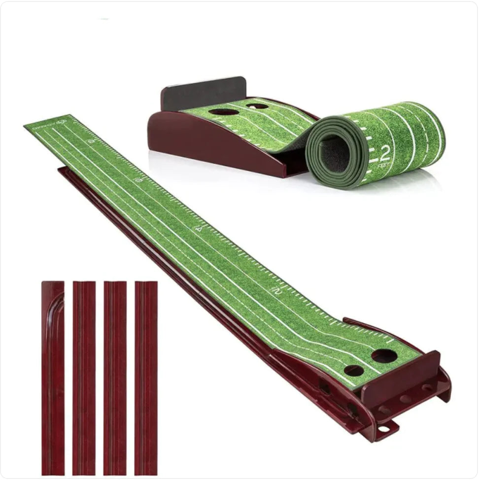 Velvet Mahogany Indoor Golf Putting Trainer - Elite PuttMaster Pro