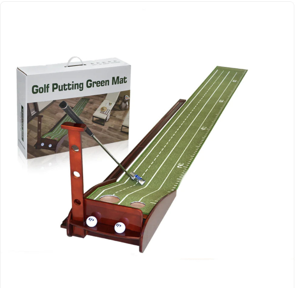 Velvet Mahogany Indoor Golf Putting Trainer - Elite PuttMaster Pro